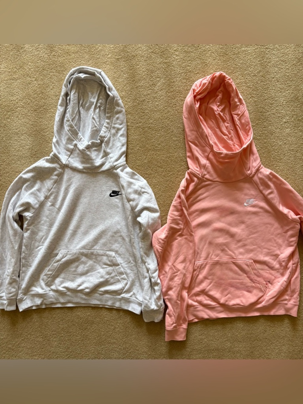 Nike Hoodie — set of two- Heather grey and peach